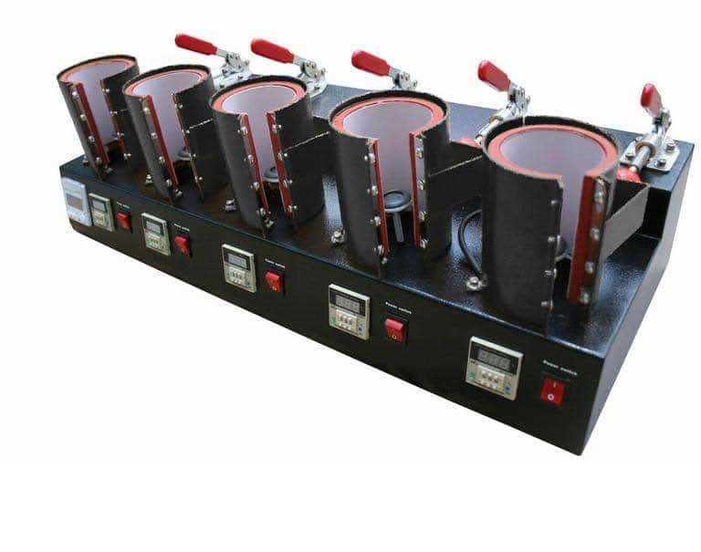 Mug Press 5 in 1 Mug Heat Press 1500W Cup Heat Press Sublimation Machine High Efficiency Cup Printing Mug Press Heat Machine with Individual Digital Controller