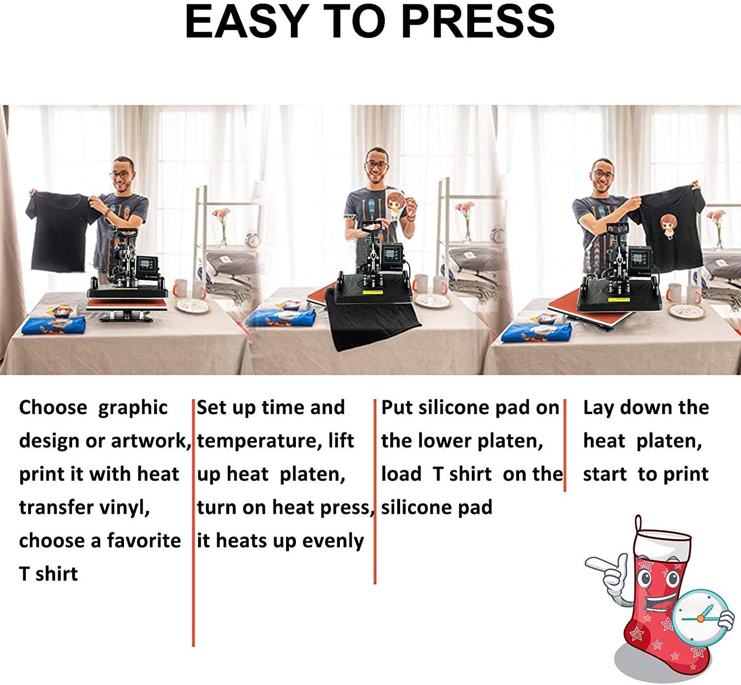 Heat Press Machine 8 in 1 Heat Press 38 x 38cm Machine 360 Degrees Swing  Away Multifunction Sublimation Combo Machine for T Shirt Cap Mugs Plates  Bags