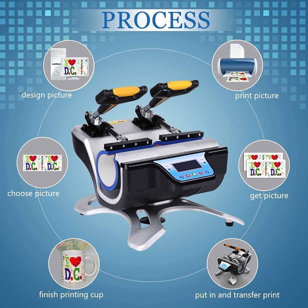 2 in 1 Digital Mug Heat Press Machine, Cup Heat Transfer Sublimation Operation Double Stations Mug Heat Press ST-210 Sublimation Transfer Printing Machine 110V 11oz - Image 7