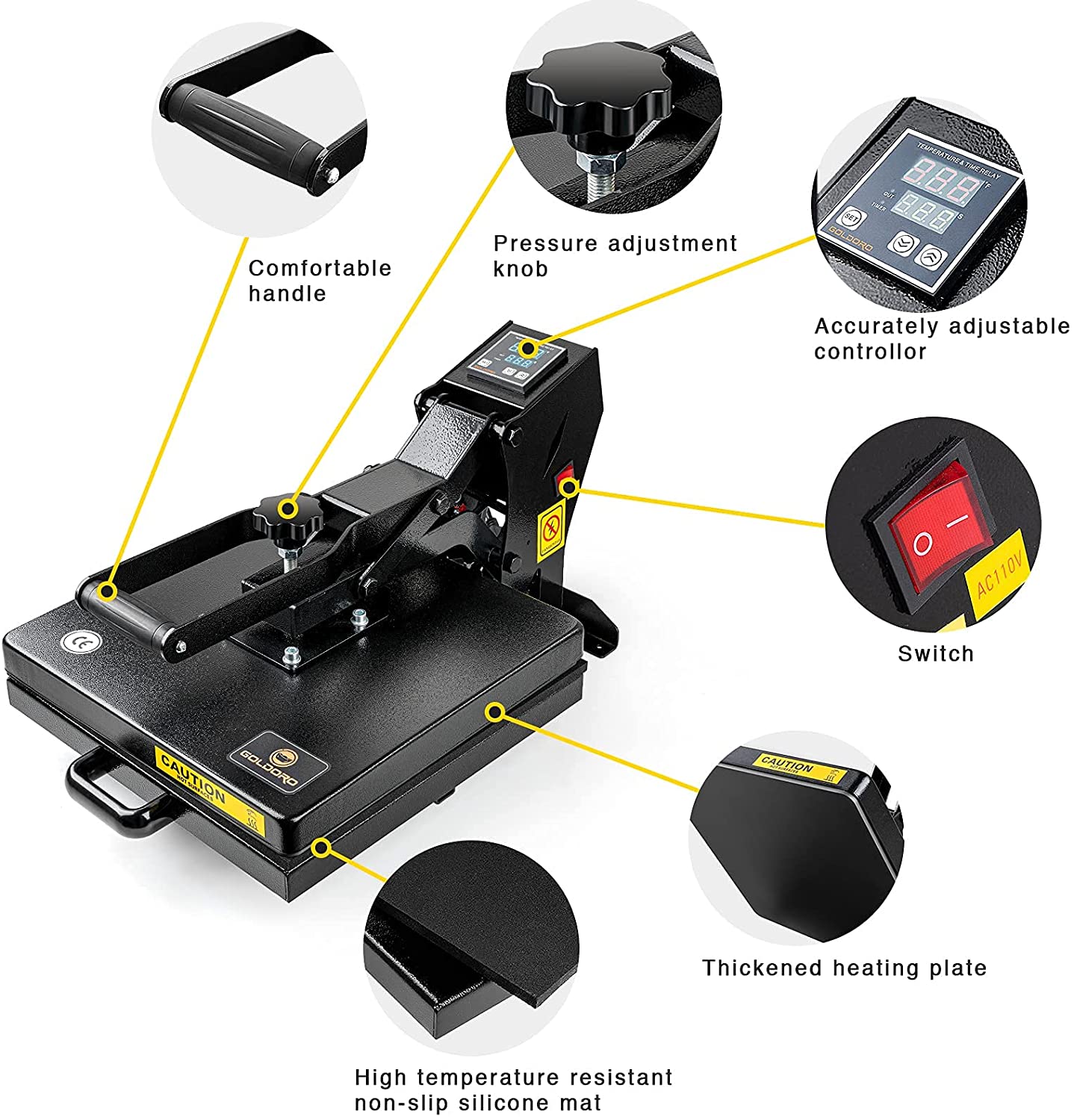 Alternative view of Tshirt Heat Press Digital Sublimation Press Machines for Tshirt Printing and Heat Transfers (Blue,Black 38" x 38")