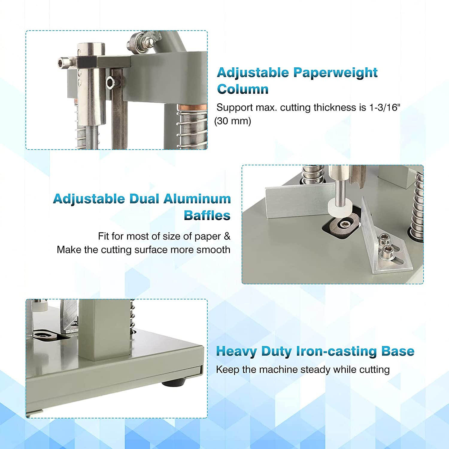 Corner Rounder Cutter Machine, 2 Dies R6 R10 1.2”/ 30mmThickness Heavy Duty Paper Corner Cutter Punch with Paper Holding Device - Image 4