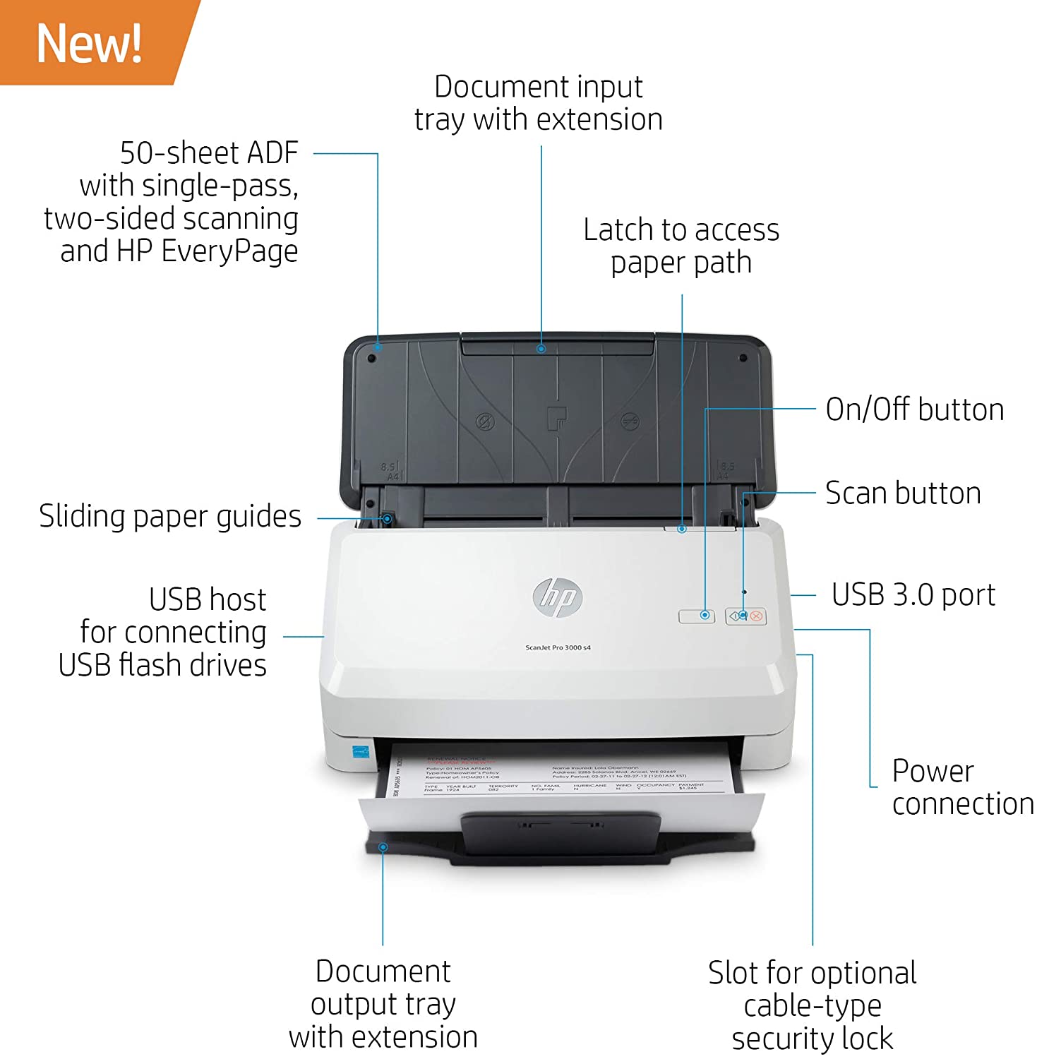 Alternative view of Affordable HP ScanJet Pro 3000 s4 Sheet-Feed Scanner (6FW07A)